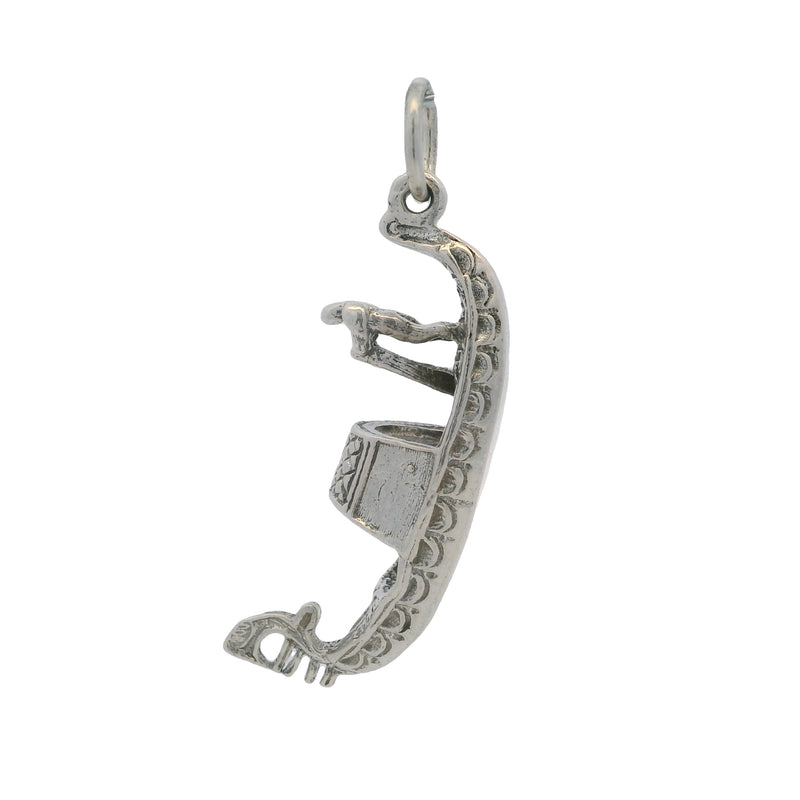 Vintage 925 Sterling Silver Travel Gondola Boat 3D Detailed Charm Pendant