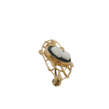 c1950s Budlong Docherty & Armstrong 10kt Yellow Gold Cameo Brooch with Onyx and Plastic Face