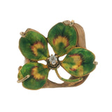 Antique Mid-Victorian 14kt Yellow Gold Lucky 4-Leaf Clover Old Mine Diamond Ring Size 9.5