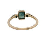 Vintage Handmade 14kt Yellow Gold Sapphire Solitaire Ring With 2 Side Diamonds Size 7.75