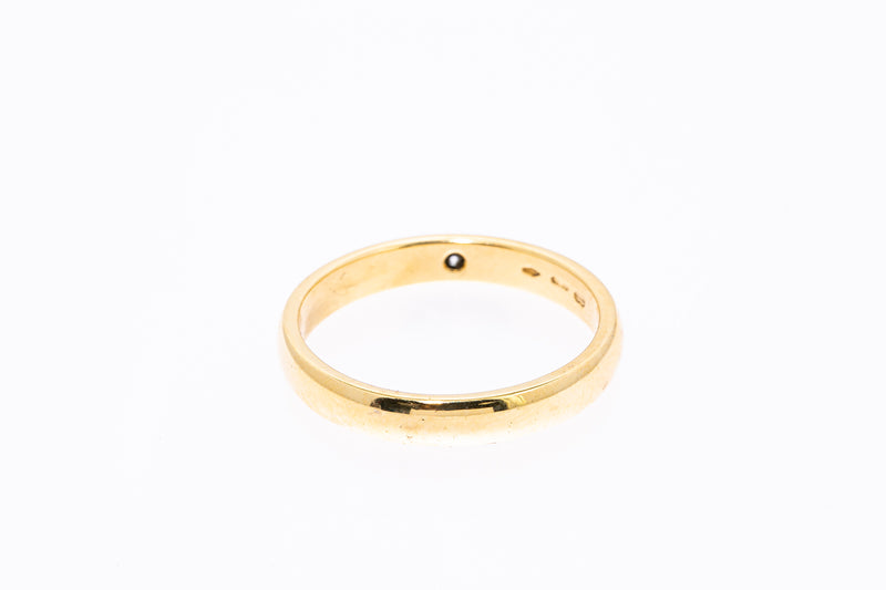 UnoAErre Diamond Solitaire Domed Band 18K 750 Yellow Gold Ring Size 11