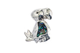 Modernist Puente Alpaca Abalone Toucan Bird Lapel Pin 925 Sterling Silver Brooch