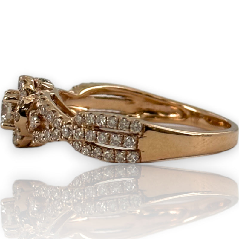 LeVian Signed Solid 14kt Rose Gold and Natural Diamonds Wedding Engagement Ring Size 7