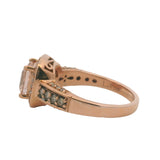 Le Vian Solid 14kt Rose Gold Pink Morganite and Diamond Halo Cocktail Fashion Ring Size 7
