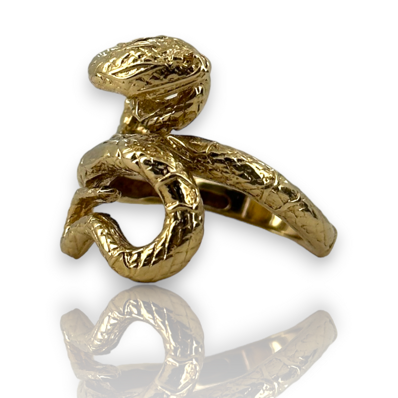Serpent Snake Wrap Around Animal 14KT 585 Yellow Gold Ring Size 6.5