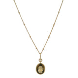 Mejuri Solid 14kt Yellow Gold Spheres Chain 16" Necklace with Oval Bezel Citrine Pendant
