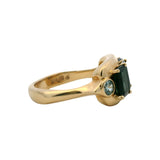 Vintage Solid 14kt Yellow Gold Green Tourmaline and Aquamarine Cocktail Ring Size 8