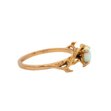 18kt Rose Gold Wrapped Vines Leaves Cabochon Lab Opal Solitaire Ring Size 8.5