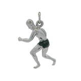 925 Sterling Silver 3D Sports Runner Number 5 Drop/Dangle Green Enamel Charm