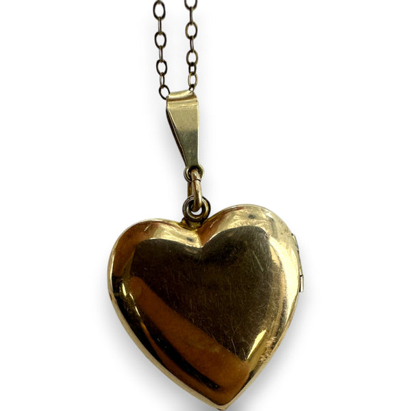 c1930s Tri-Tone Sterling and 12k Gold Fill Heart Locket with Flower and Leaf Design and Center Glass Stone