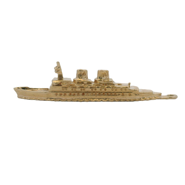 Vintage 14kt Yellow Gold Ocean Liner Ship Cruise Travel 1.5" Long Charm Pendant