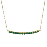 Solid 18kt Yellow Gold and Cabochon Jade Graduated Curve Pendant 18" Necklace