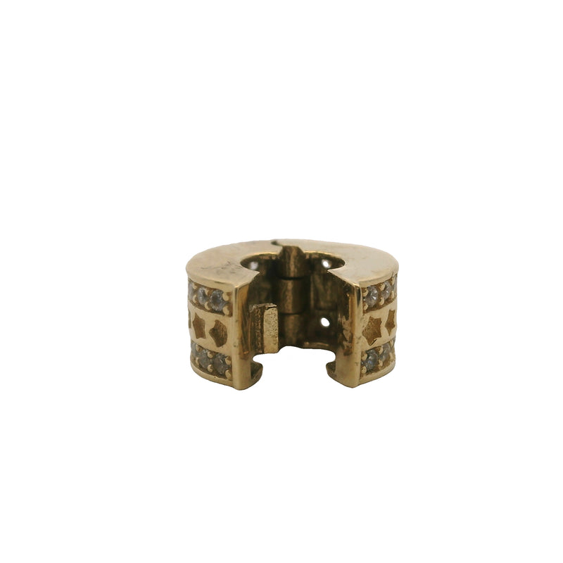 Dije deslizante/espaciador con clip celestial de estrellas de oro amarillo macizo de 14 kt y circonitas cúbicas