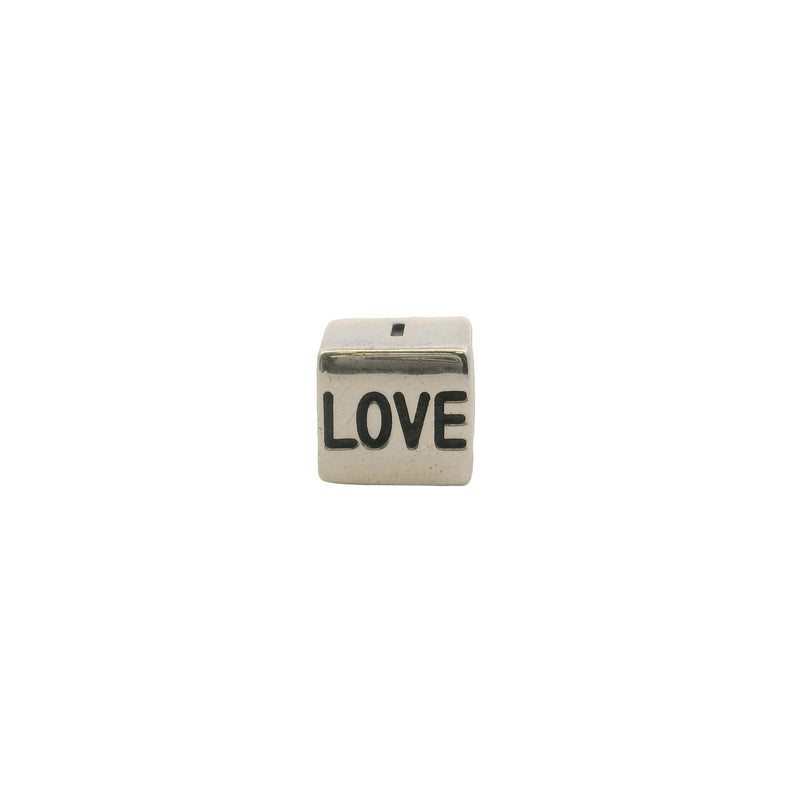 Pandora Solid 925 Sterling Silver and 14kt Gold I Love You Engraved Box Spacer Charm