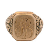 Antique Victorian 14kt Yellow Gold Engraved Floral 22.8g Signet Ring Size 12.5