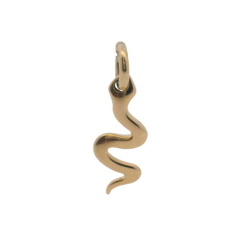 Vintage Italian Solid 14kt Yellow Gold Small Snake Necklace Pendant Charm