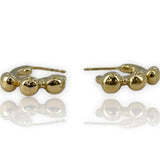 Solid 14k Yellow Gold Granulation Beaded 16mm Hoop Stud Earrings