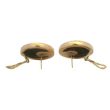 Vintage Solid 14kt Yellow Gold 25mm Wide Button Omega Back 12.6g Earrings