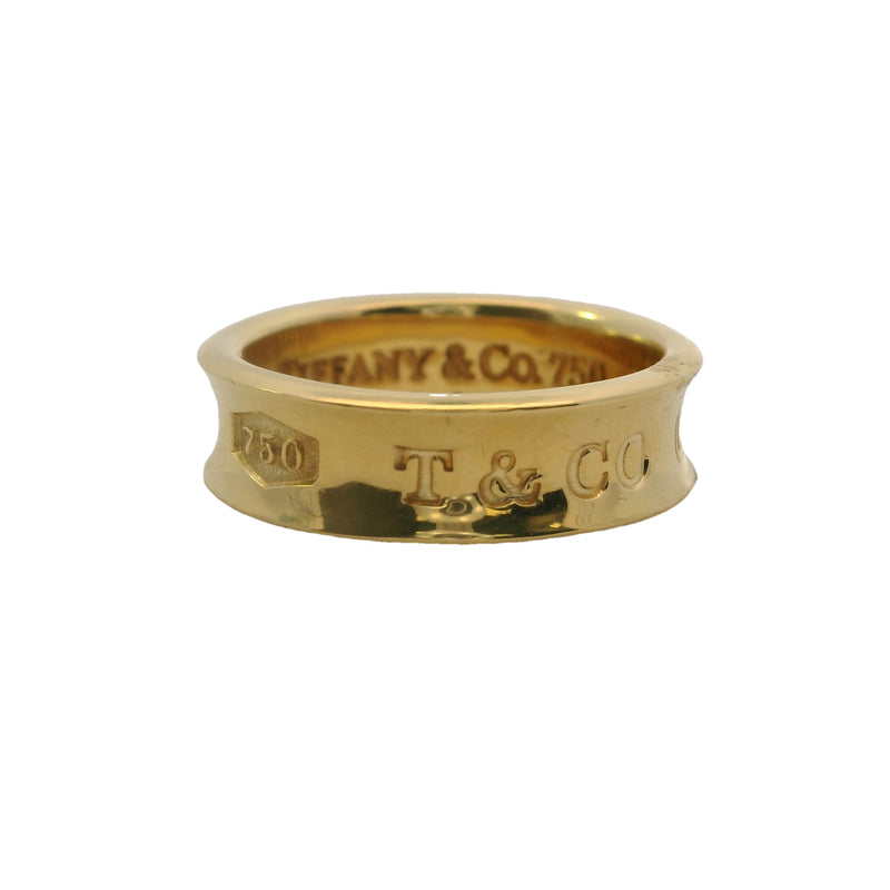 Vintage 1997 Tiffany & Co 18kt Yellow Gold Curved 1837 Collection 6mm Ring Size 7