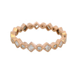 Solid 18kt Rose Gold Round and Princess Cut Alternating Diamond Band