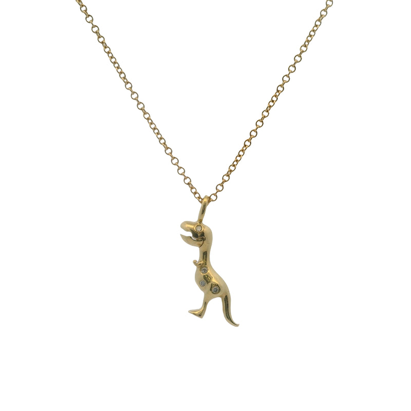Rare Daniela Villegas X Jurassic Park 25th Anniversary 18" Mini Baby T-Rex and Diamond Pendant Necklace