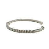 David Yurman 925 Sterling Silver Cable Flex Station Bracelet with Diamonds Size M 6.5