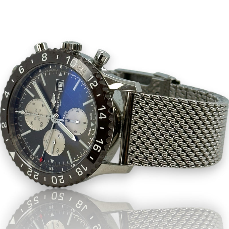 Breitling Chronoliner Y24310 46mm Steel Watch Brown Bezel Watch B&P 2017