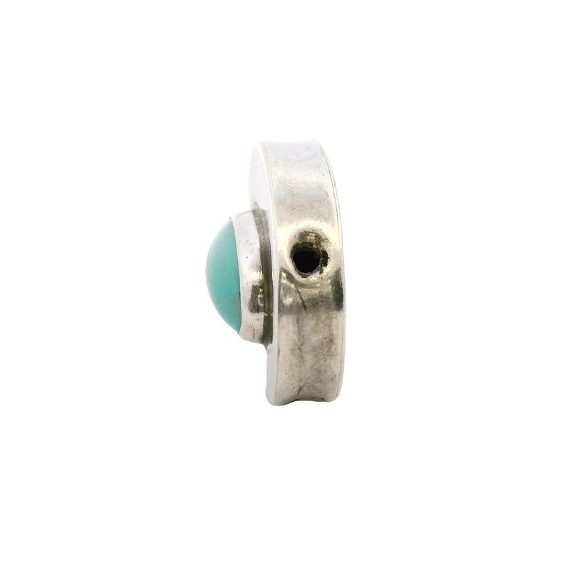 Wayne Aguilar 925 Sterling Silver and Cabochon Turquoise Oval Kewa Native American Pendant