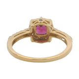Le Vian Solid 14kt Yellow Gold Rhodolite Garnet and Brown and White Diamond Halo Cocktail Ring Size 7