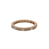 Solid 14kt Rose Gold and Multi-Cut Diamond Eternity Band Ring Size 7