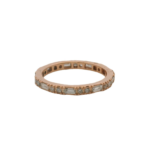Anillo de eternidad de oro rosa macizo de 14 kt y diamantes multitallados, talla 7