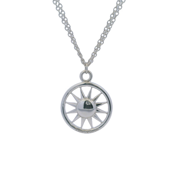 Vintage 2003 Tiffany & Company 925 Sterling Silver Sun Pendant 16" Double Chain Necklace