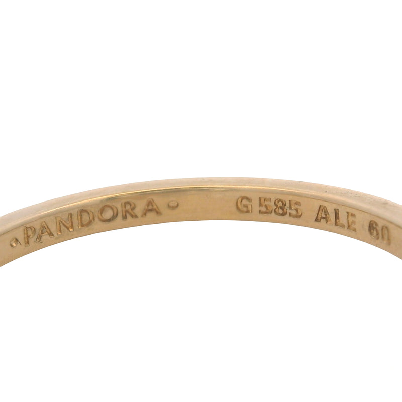 Pandora Solid 14kt Yellow Gold and Cubic Zirconia Elevated Heart Ring Size 9