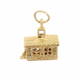 Solid 14kt Yellow Gold Marriage Chapel Detailed Charm Pendant for Wedding or Engagement