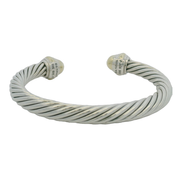 David Yurman Classic Cable Cuff Bracelet in 925 Sterling Silver and 14kt Yellow Gold