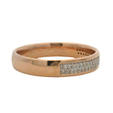 Russian Soviet Solid 14kt Yellow Gold and Single-Cut Diamond Pave Half-Eternity Band Size 7