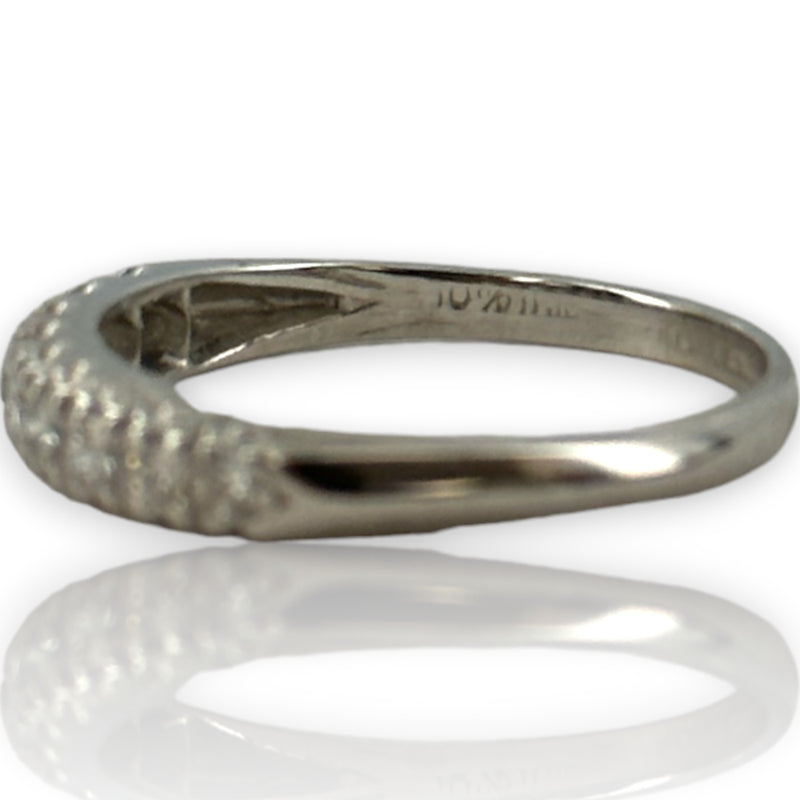 Art Deco 900 Platinum Half-Eternity Old European and Transitional Cut Diamond Ring Wedding Stacking Band
