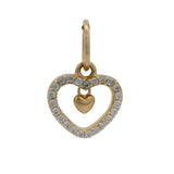 Pandora Solid 14kt Yellow Gold and Cubic Zirconia Double Heart Dangle Charm