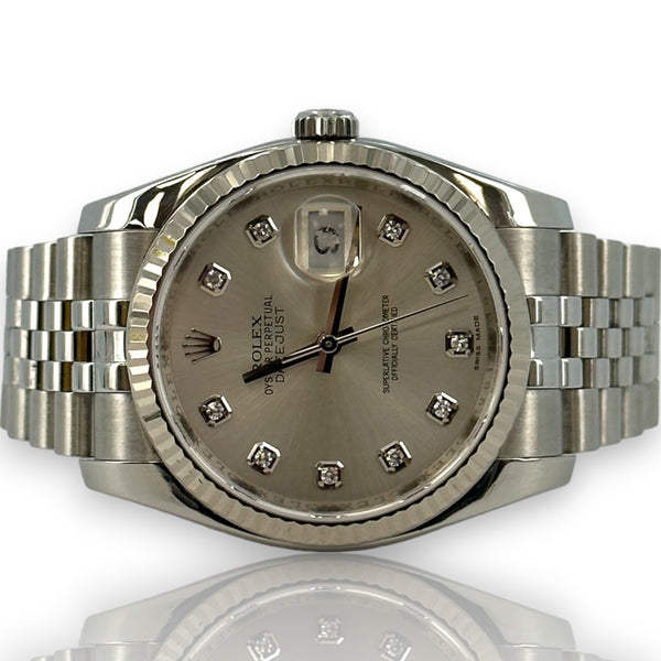 Rolex Datejust 36mm Diamond Dial 2015 Box Papers Stainless Watch