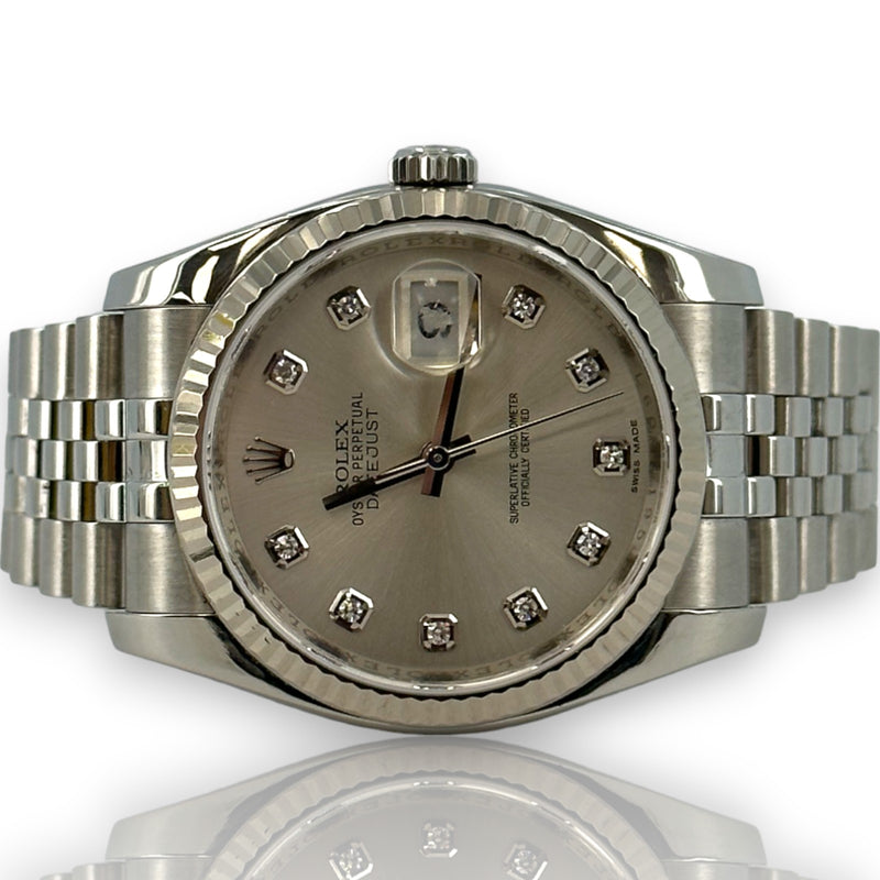 Rolex Datejust 36mm Diamond Dial 2015 Box Papers Stainless Watch