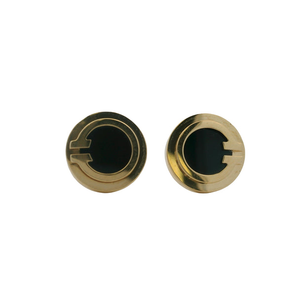 Tiffany & Co Tiffany T Black Onyx Circle Stud Earrings in 18kt 750 Yellow Gold