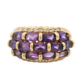 14kt Yellow Gold Amethyst and Diamond Cluster Statement Cocktail Ring Size 9