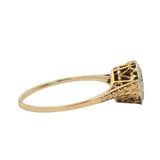 Antique 1910s 14kt Yellow Gold Filigree Old Mine Diamond Solitaire Ring Size 6