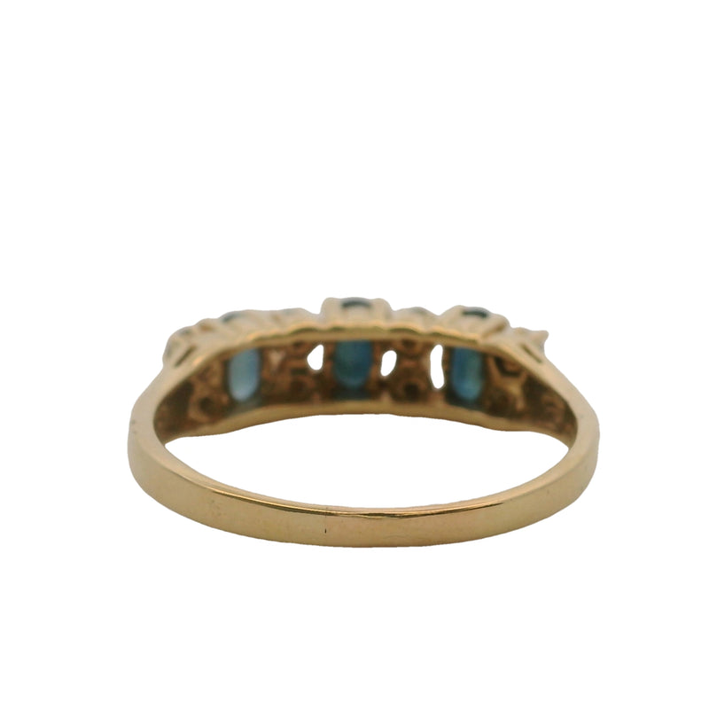 SRB 14kt Yellow Gold, Sapphire, and Diamond Accent Stackable Ring Size 8.5