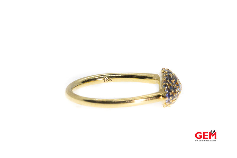 Alexis Bittar Marquis Pave Collection Blue Gray Sapphire Womans 18K 750 Solid Gold Ring
