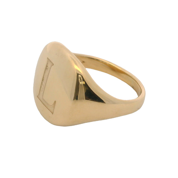 David Yurman Solid 750 18kt Yellow Gold Initial Letter L Engraved Signet Ring Size 4.5