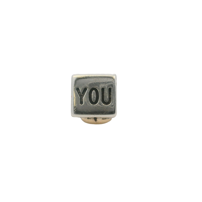 Pandora Solid 925 Sterling Silver and 14kt Gold I Love You Engraved Box Spacer Charm