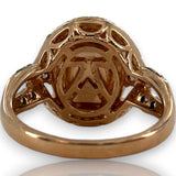 LeVian Solid 14kt Rose Strawberry Gold Ring with Cabochon Fire Opal and Diamond Halo and Accents Size 7
