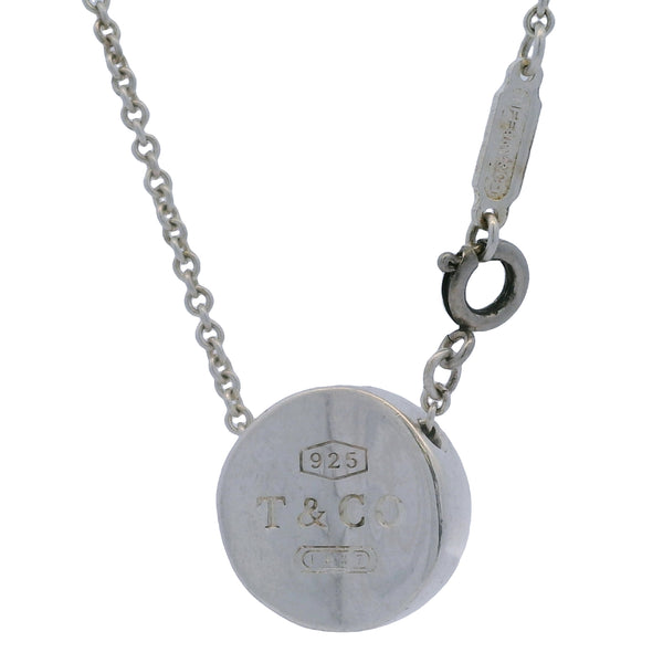 Vintage 2005 Tiffany & Co 1837 925 Sterling Silver Concave Circle Charm Pendant 17" Necklace