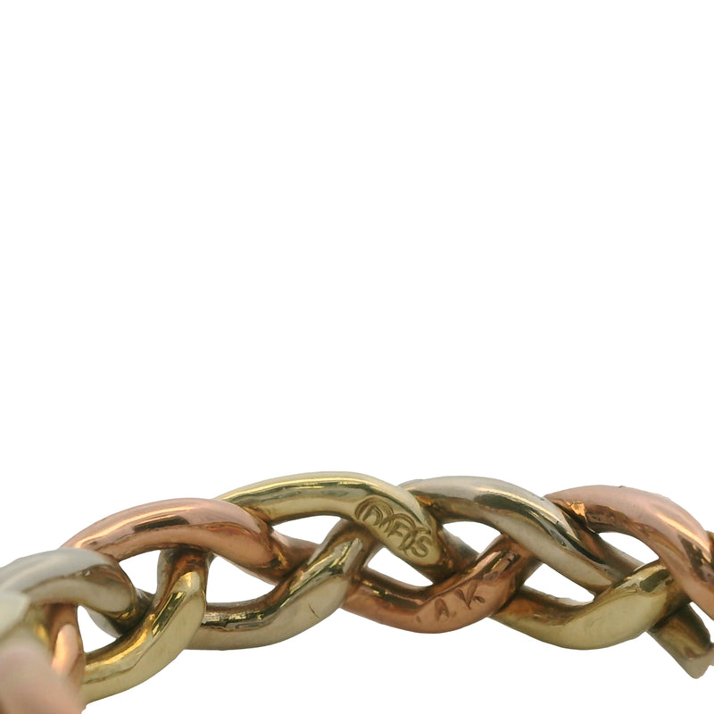 Vintage 14kt Tri-Tone Gold Braided Twisted Woven Ring Size 7.5
